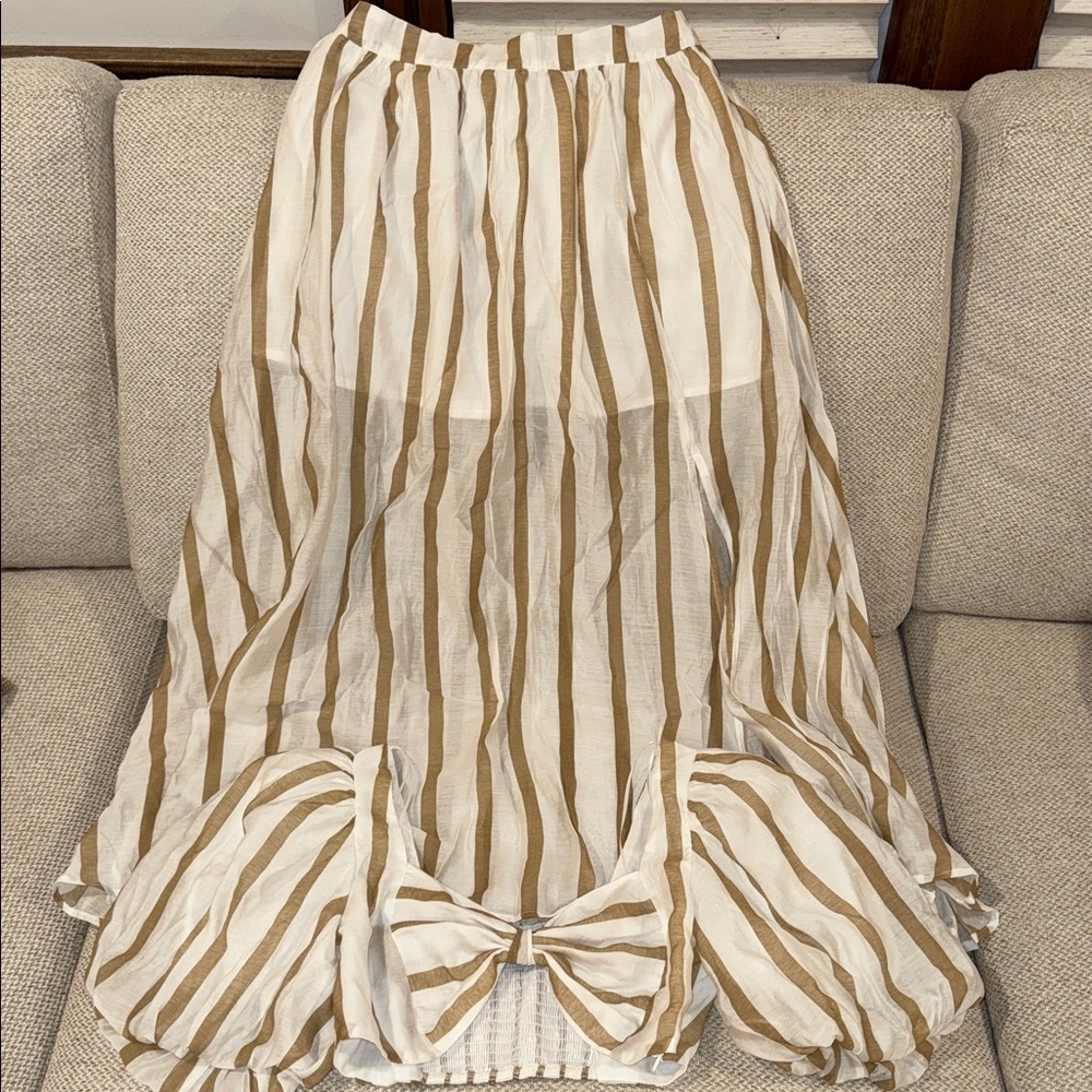 Vici White and Tan Striped Skirt
